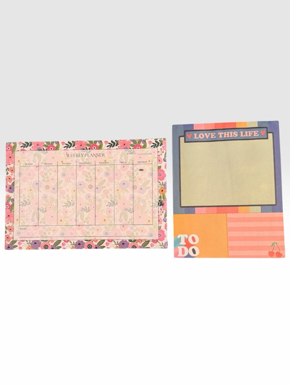 Floral Weekly Planner & Colorful To-Do Notepad Set